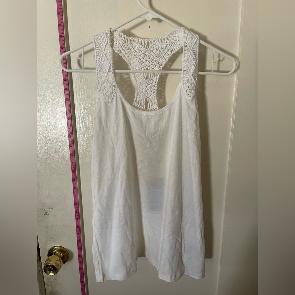 Ralph Lauren Women's White w/Crochet Tank Top